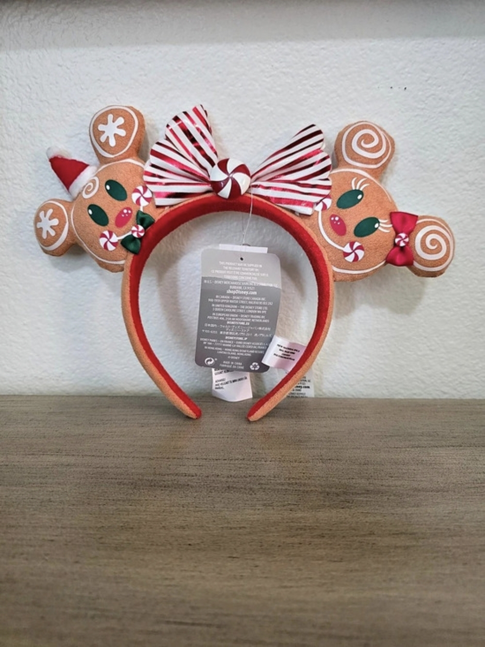 Disney Eats Gingerbread Minnie Mouse Ear Headband Red And Beige